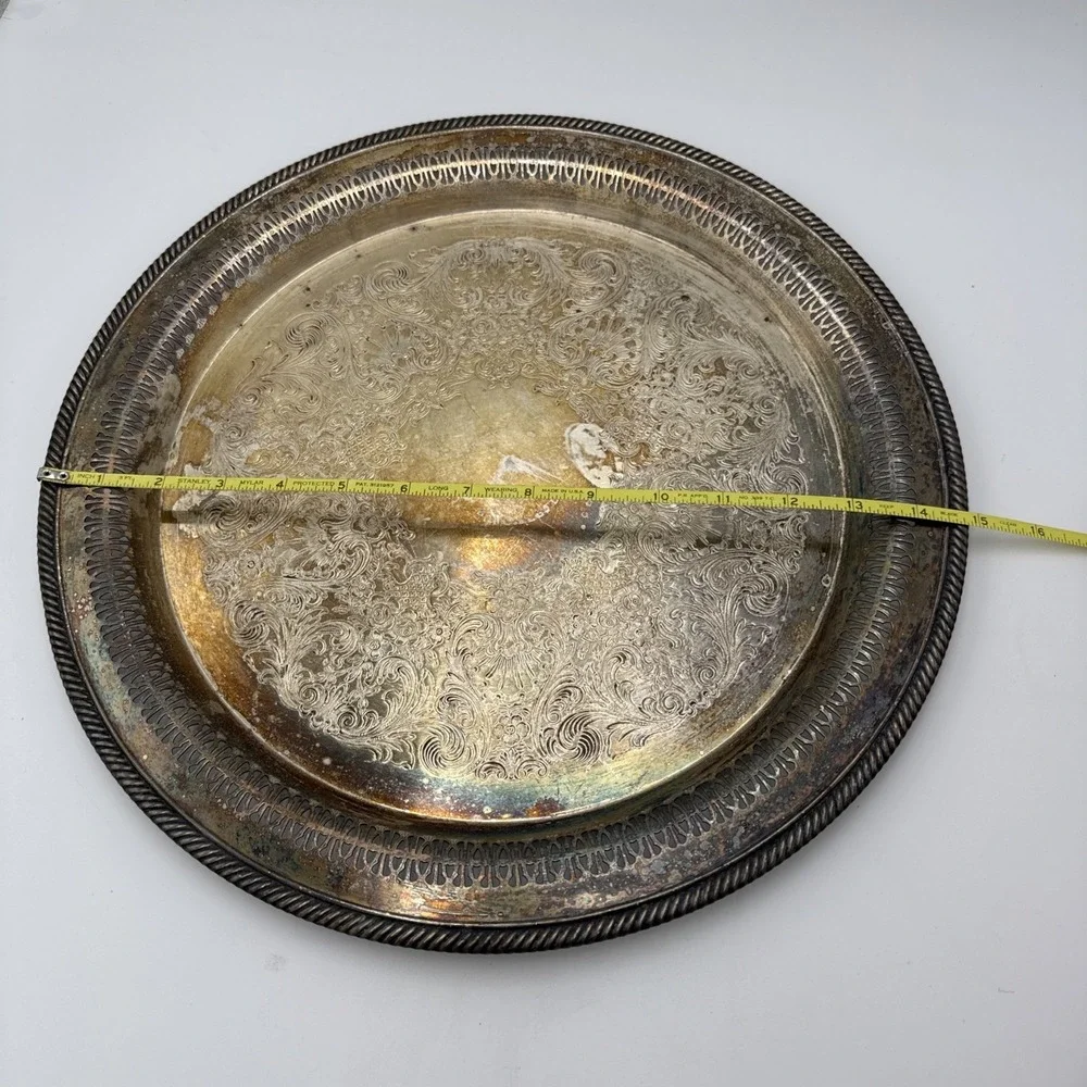 Vintage WM Rogers Silver Plate Serving Tray Platter 14.5